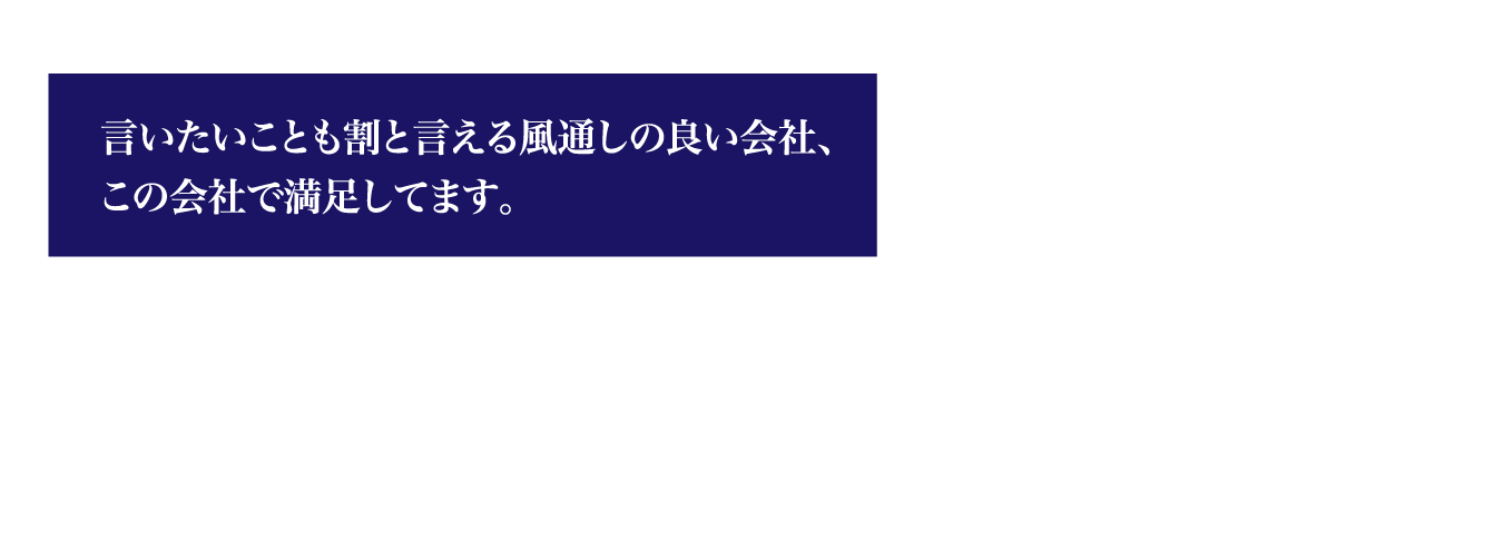 言いたいことも割と言える風通しの良い会社、この会社で満足してます。