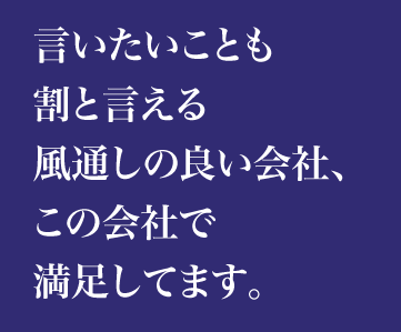 言いたいことも割と言える風通しの良い会社、この会社で満足してます。
